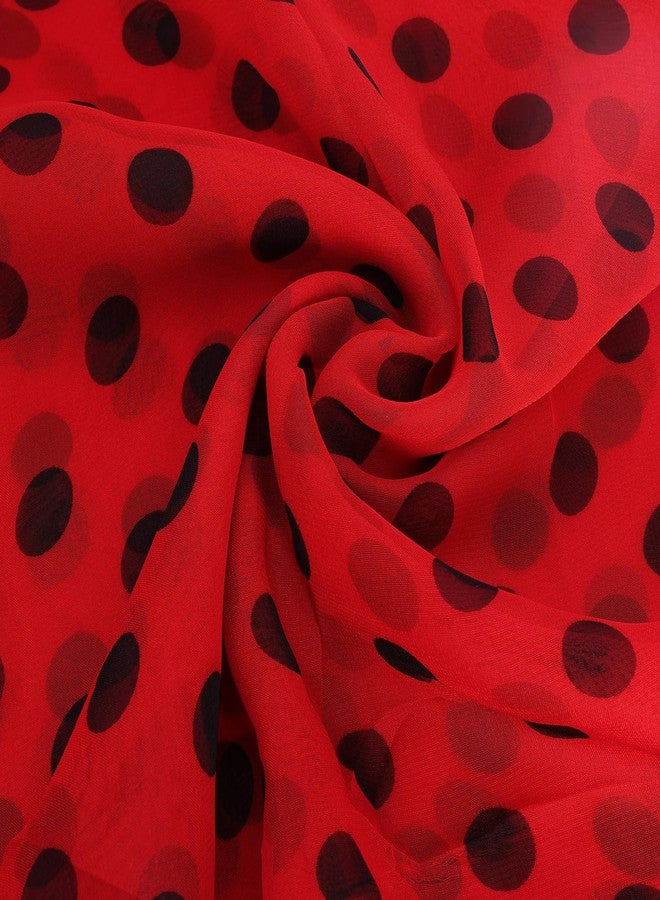 Hftjtsa Red and Black Polka Dot 50s Chiffon Scarf Sheer Square Ribbon Neck Head Scarf for Women Fashion Headwrap Tie Scarves (Polka Dot-red Black) - Image 5